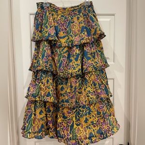 Cleobella Tiered Ruffle Midi Skirt Size Large never worn